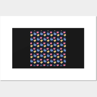 Colorful Hibiscus-Plague Flowers Pattern Posters and Art